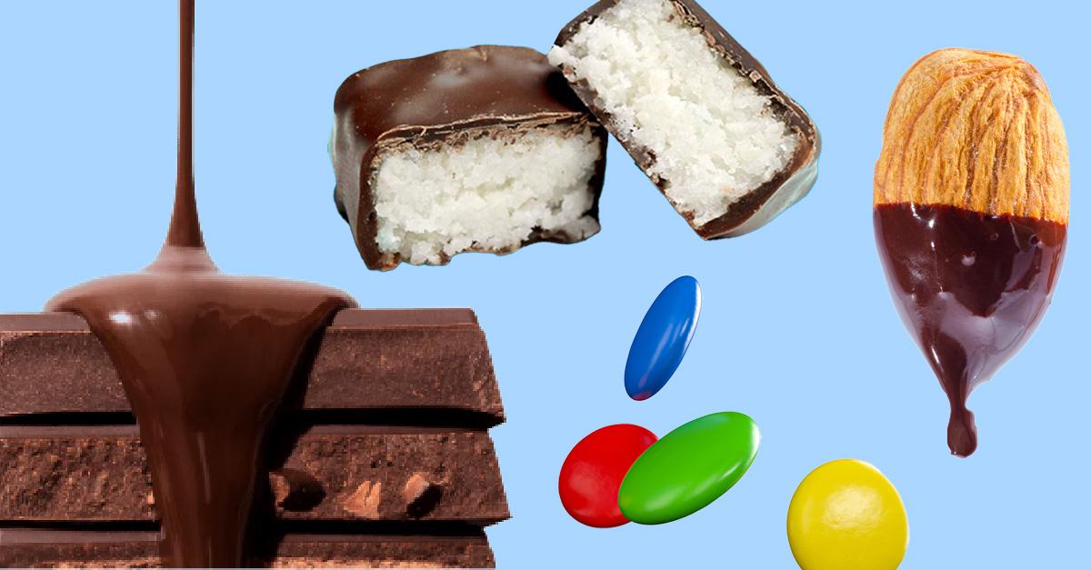 plant-based chocolate bars and candies and almonds