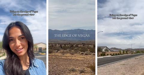 Three screenshots from TikTok user tianishaye depict the edge of Las Vegas.