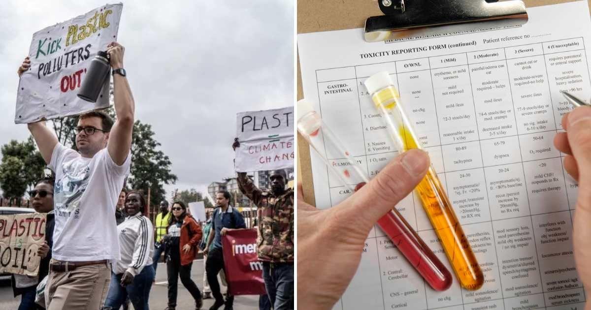 (L) Aidan Charron fighting to reduce plastic pollution (Cover Image Source: Facebook | EarthDay.org) | (R) Toxins revealed in a blood test report (Representative Cover Image Source: Getty Images | Peepo)