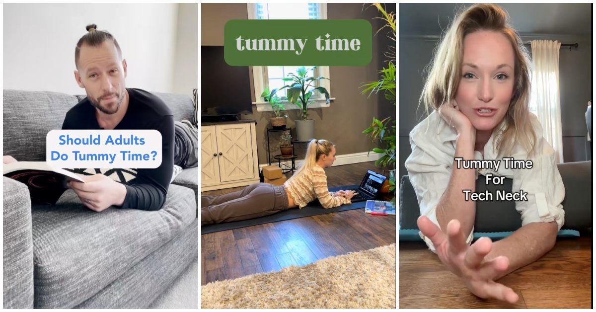 adult tummy time tiktok videos