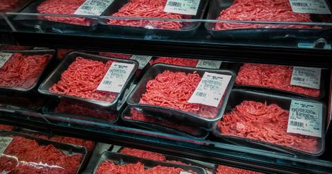 Ground meat in a deli case at the store