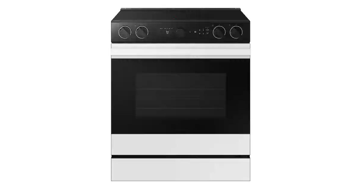 White glass electric range