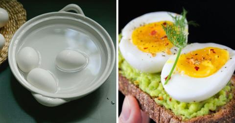 (L) Eggs boiled in a pan; (R) Sliced boiled eggs on toast. (Representative Cover Image Source: Pexels | (L) Klaus Nielsen; (R) Jane Trang Doan)