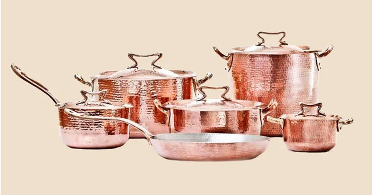 Hammered copper pots and pans