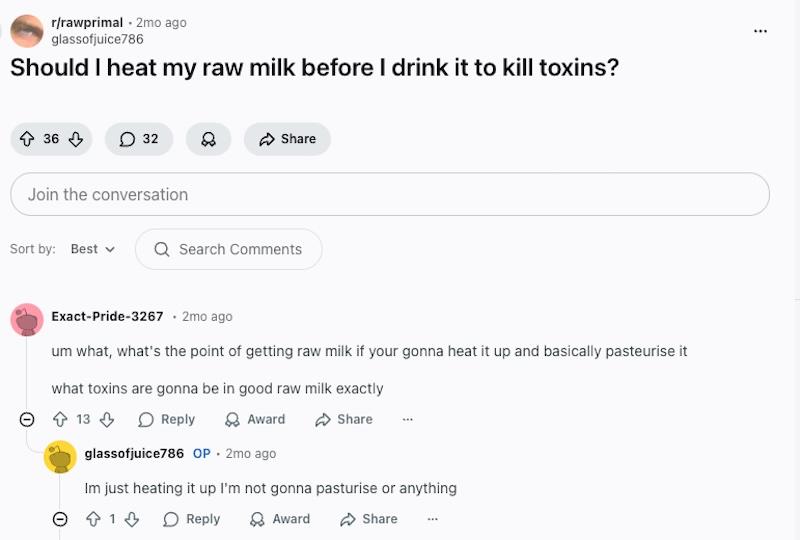 raw milk reddit