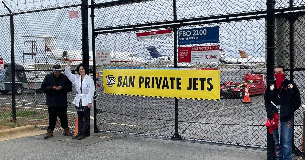 Ban Private Jets, Protesters Demand at Airport Protests