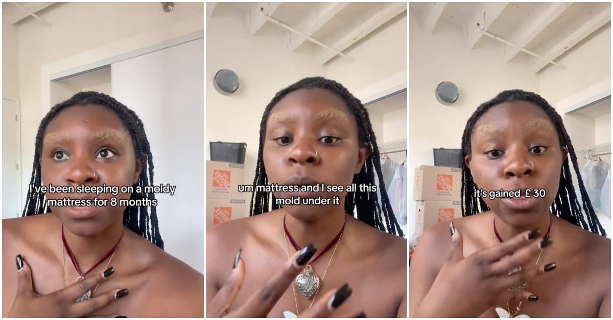 User @yawnniing discusses weight gain from mold on TikTok.