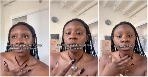 User @yawnniing discusses weight gain from mold on TikTok.