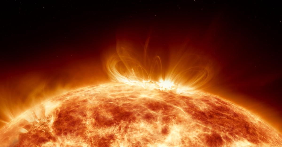 Solar flare on the surface of the sun.