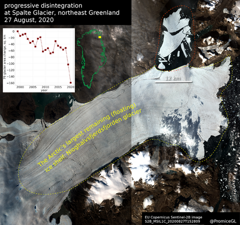 Arctic's Largest Ice Shelf Loses Massive Glacier to Climate Crisis