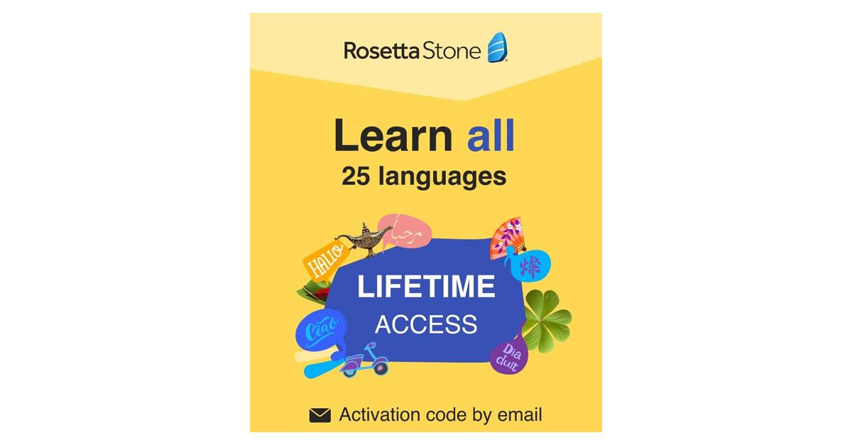 Rosetta Stone Learn UNLIMITED Languages box in yellow