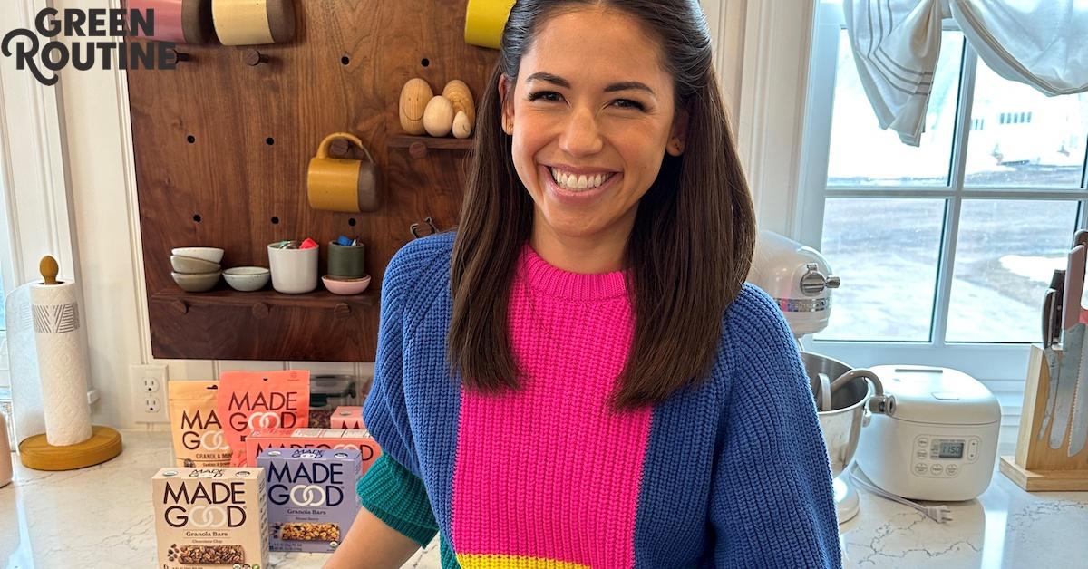 Molly Yeh posing with MadeGood snacks.