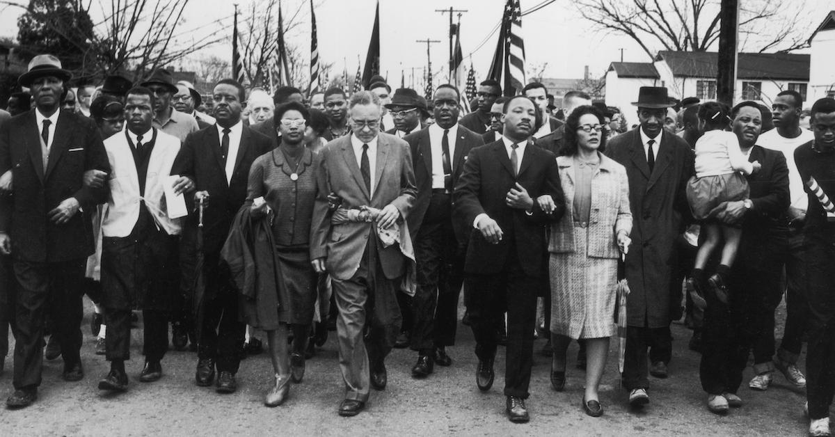 Martin Luther King Jr. marching in Selma with many other Black activists