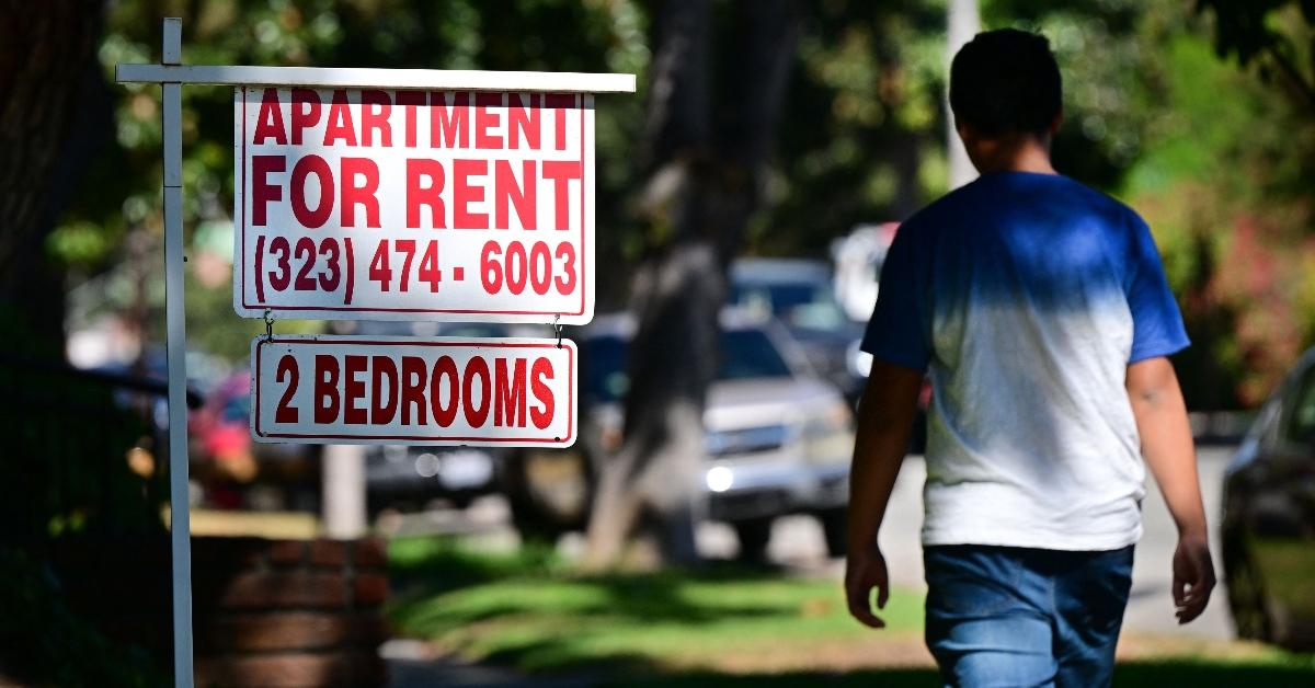 A For Rent sign for a two bedroom apartment.