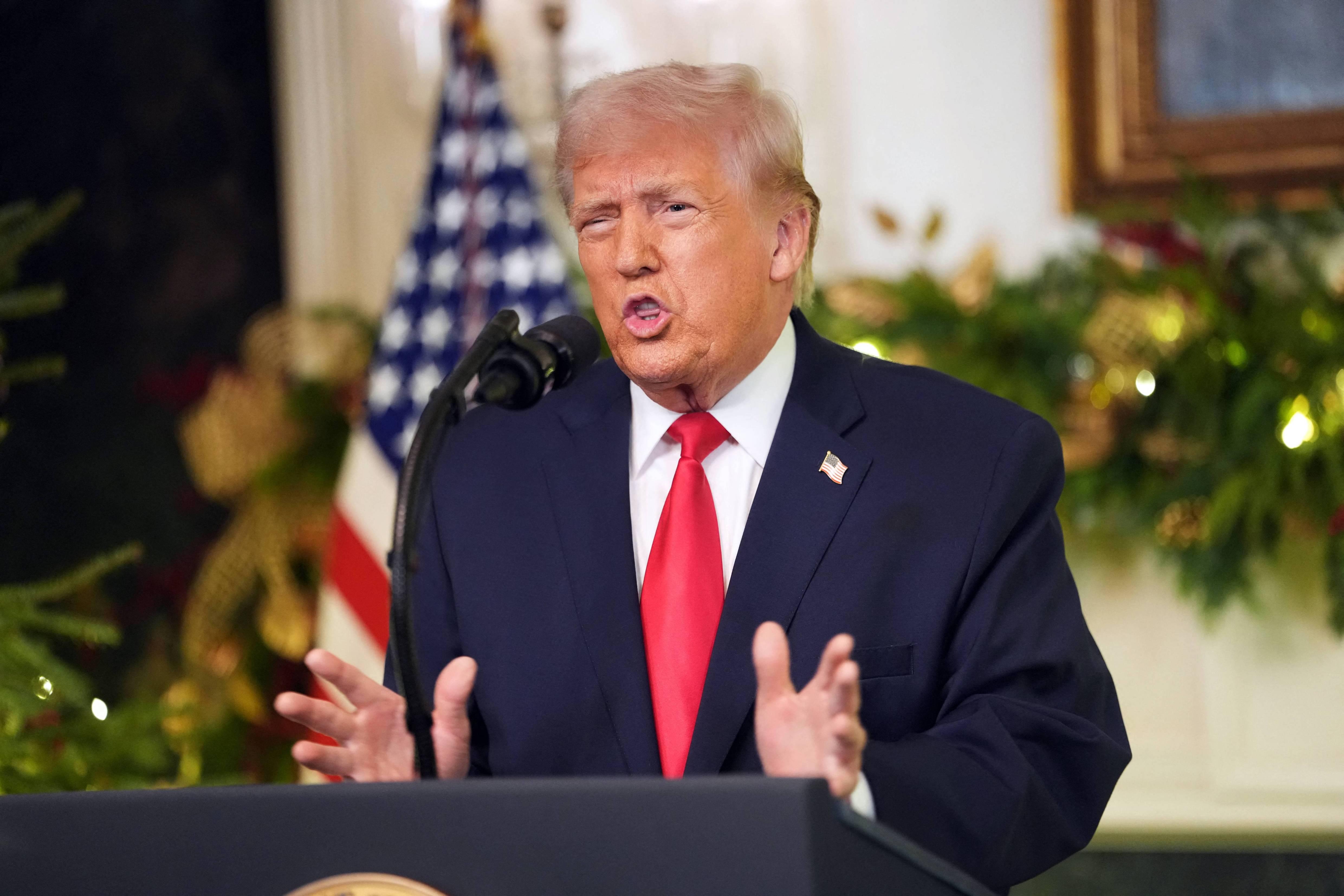 President Donald Trump delivers an address at the White House on Dec. 17.