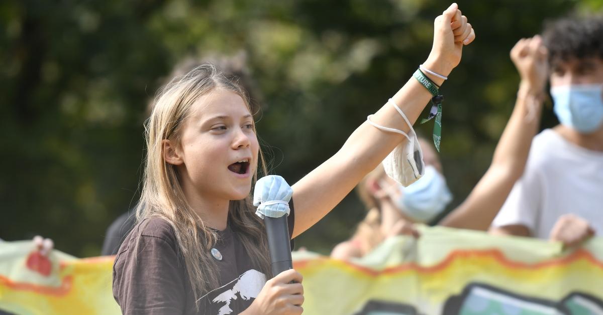 Greta Thunberg at a protest.