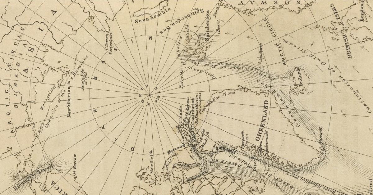 A nautical map shows the North Pole