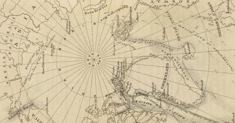 A nautical map shows the North Pole