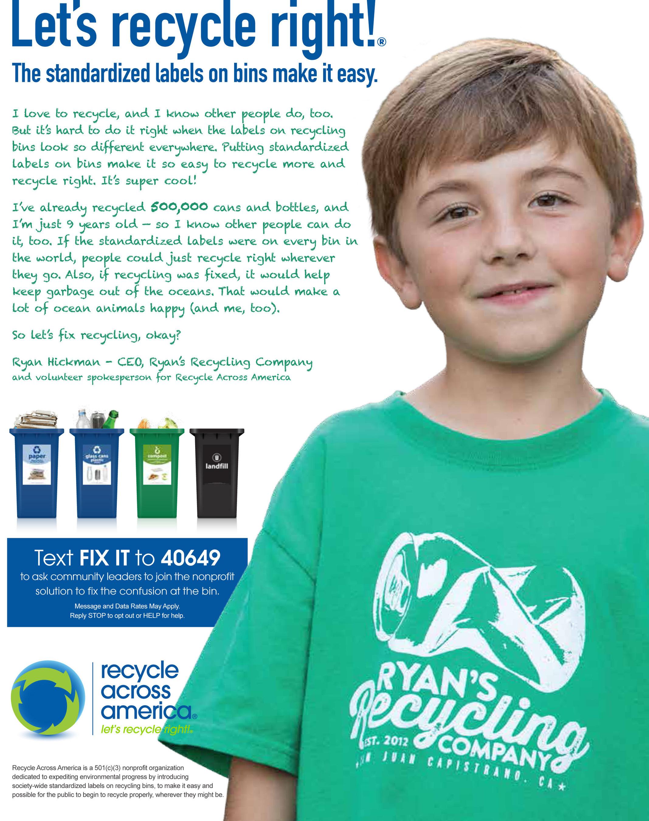 Year Old Joins Recycle Across America As Spokesperson