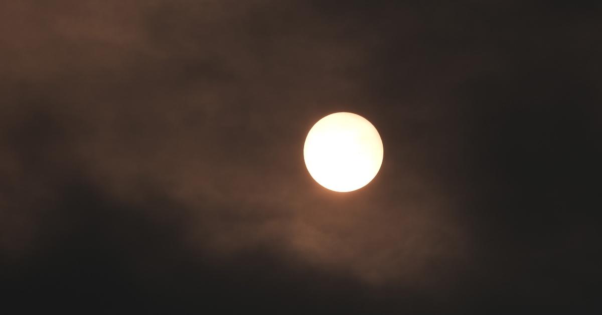 The sun appears to have a red haze after smoke from the Canadian wildfires covers New York City.