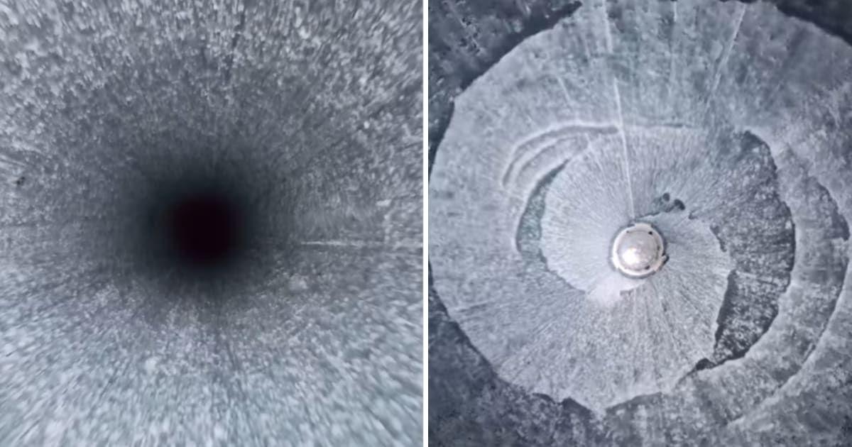 Scientists sent down a camera attached to a drill down the blue ice of Allan Hills and recorded how it looked like in a surreal video (Cover Image Source: Instagram | @martinfroger)