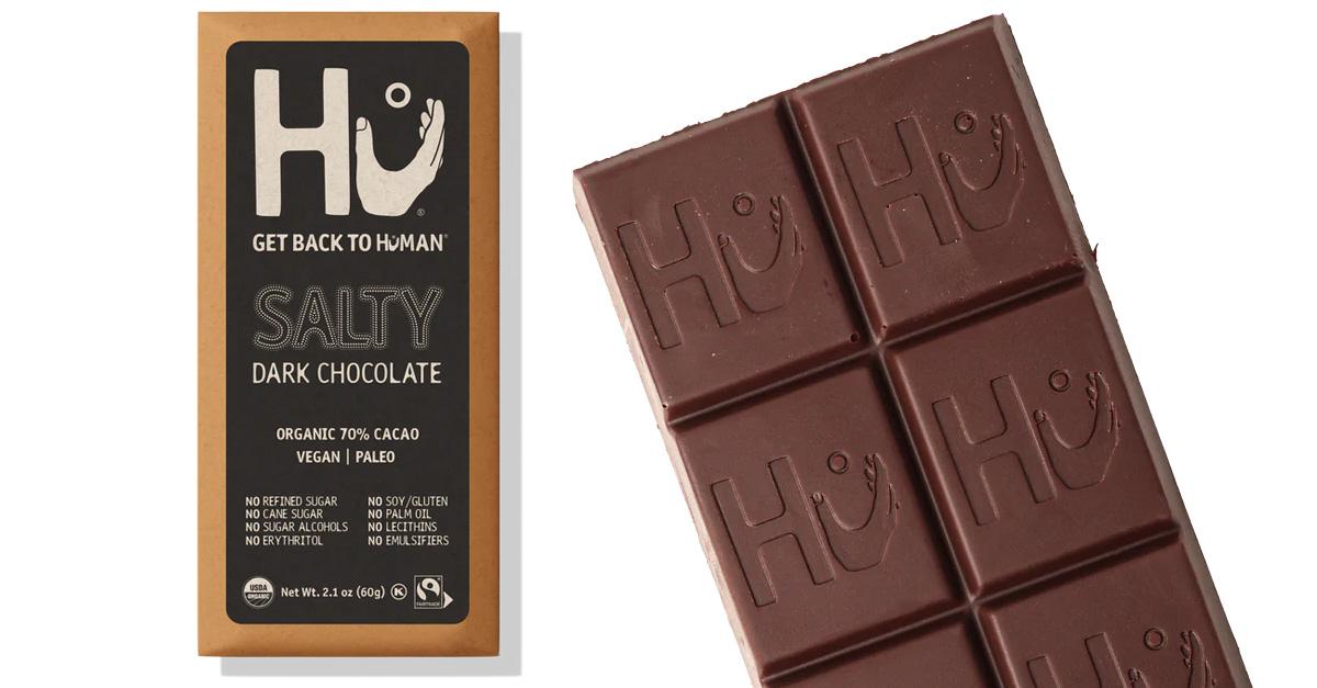 Hu Salty Dark Chocolate Bar in wrapper 