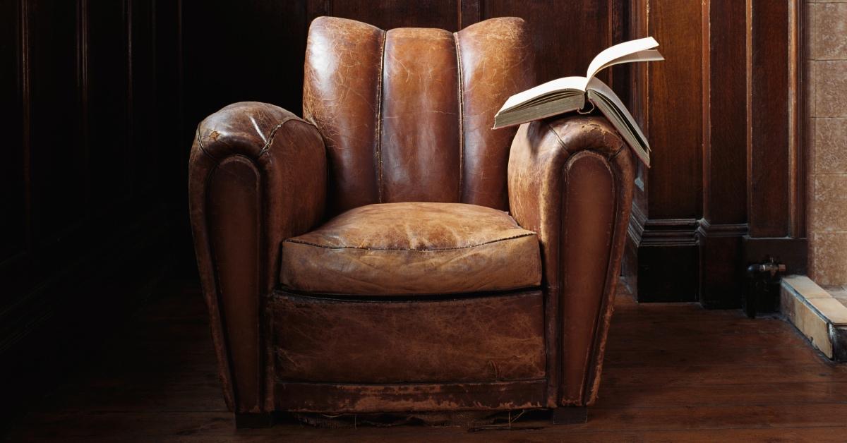 Worn leather chair.