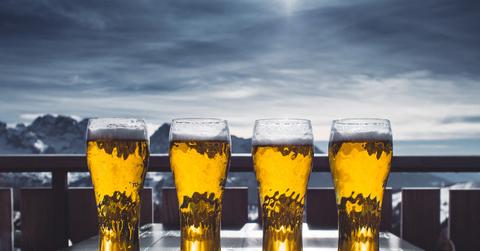 snow restaurant mountains sky