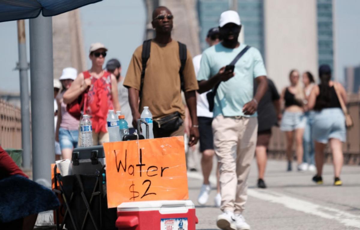 people selling water during heat wave