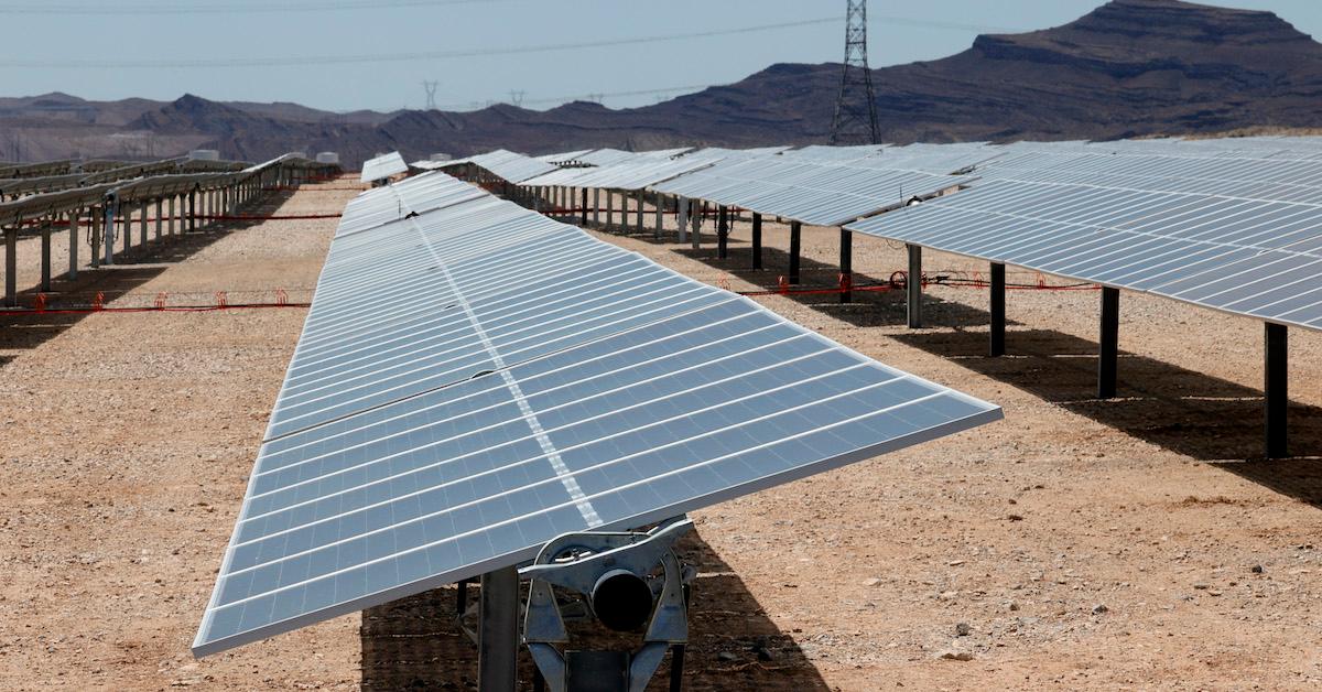 Solar panels on a solar farm