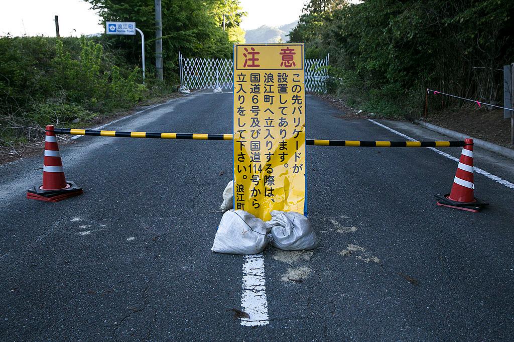 A sign marking the Fukushima exclusion zone