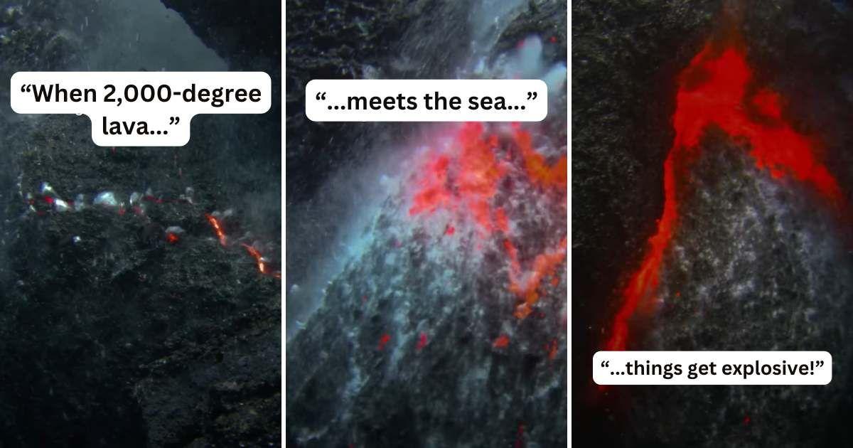 Footage shows a fascinating dance of fire meeting water after an underwater volcanic eruption (Cover Image Source: Instagram | @NatGeoTV)