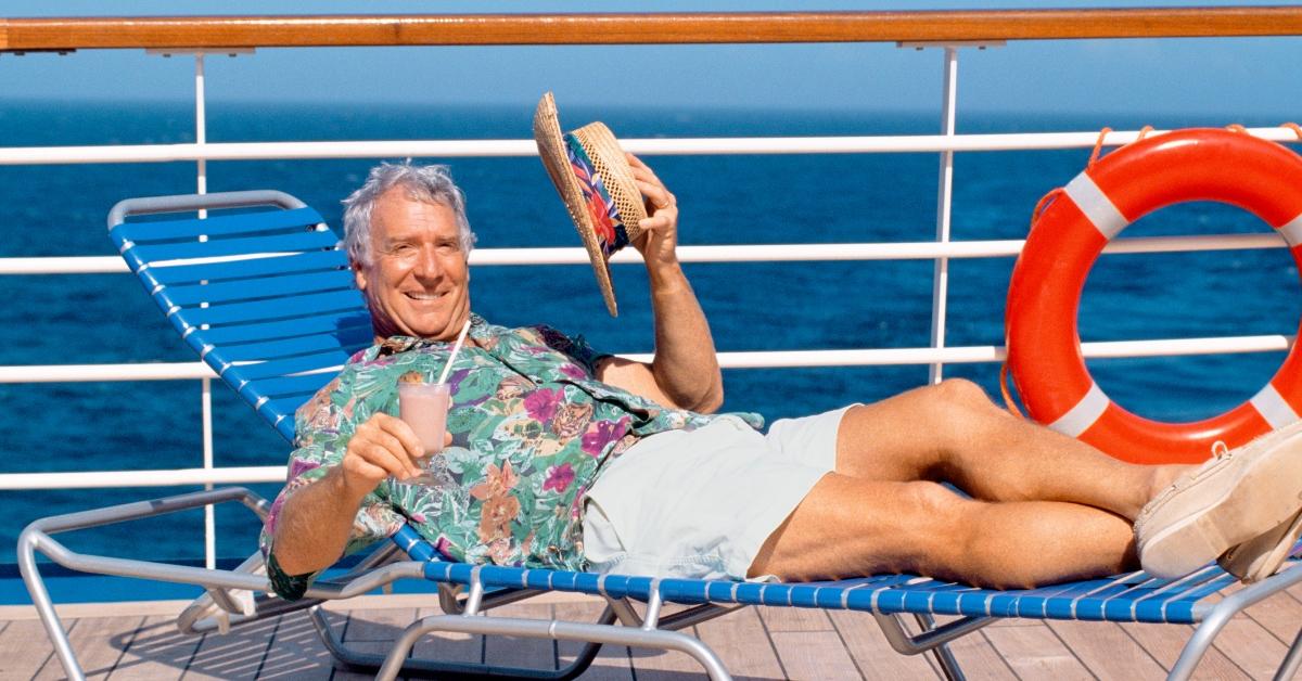 A man relaxing on a cruise. 