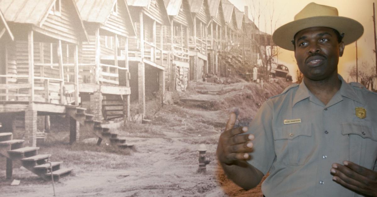 Interpreter speaking at The Lowndes Interpretive Center, Selma to Montgomery National Historic Trail.