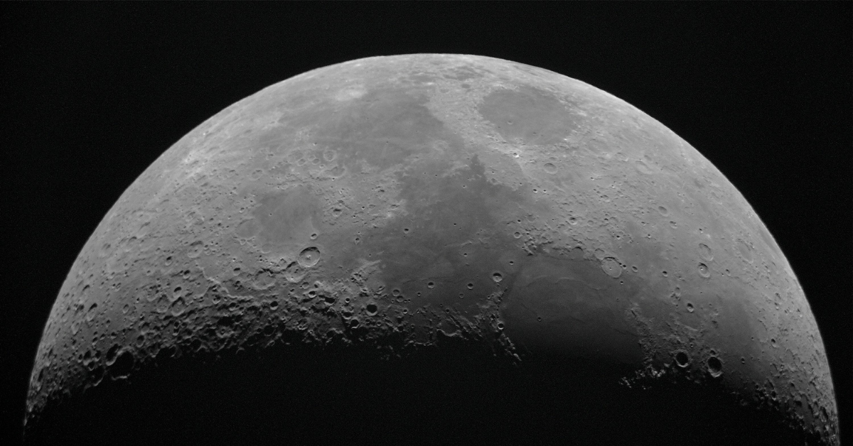 A closeup of the surface of the moon