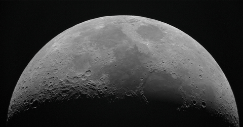 A closeup of the surface of the moon