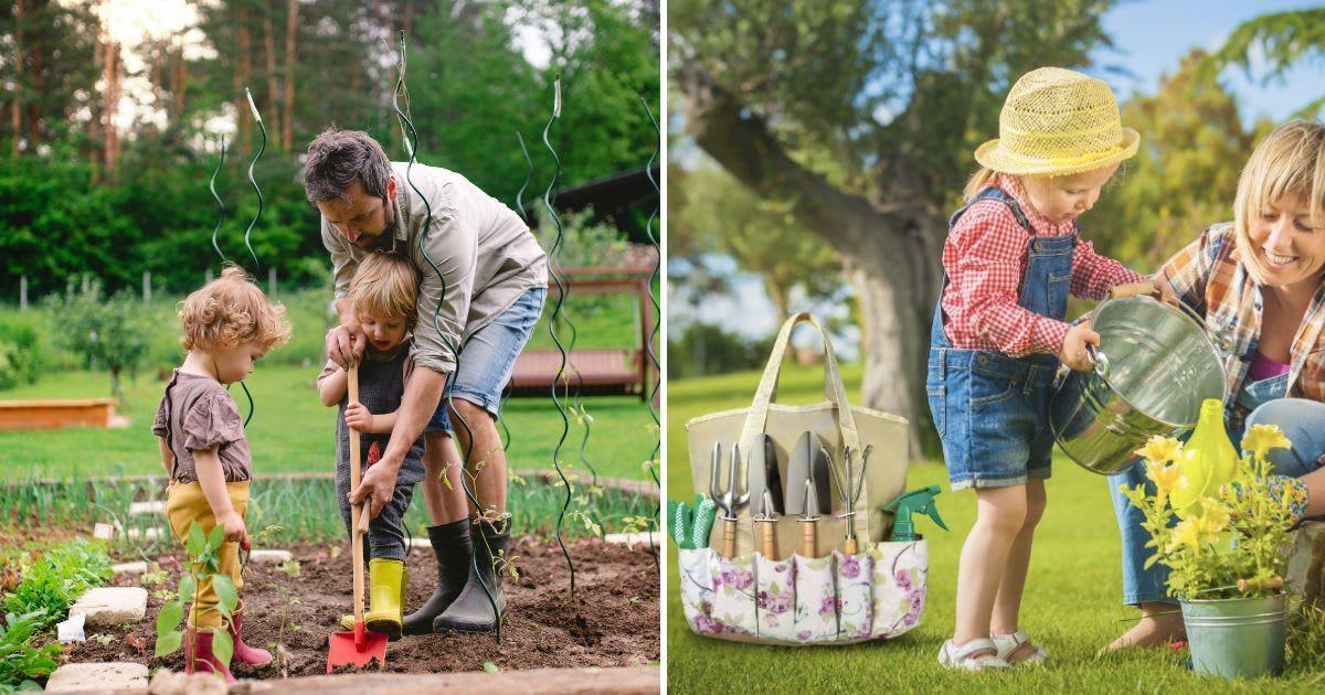 (L) A father teaches gardening to his kids. (Representative Cover Image Source: Getty Images | Halfpoint Images); (R) Mother and daughter use Walmart's tool set. (Cover Image Source: Walmart)