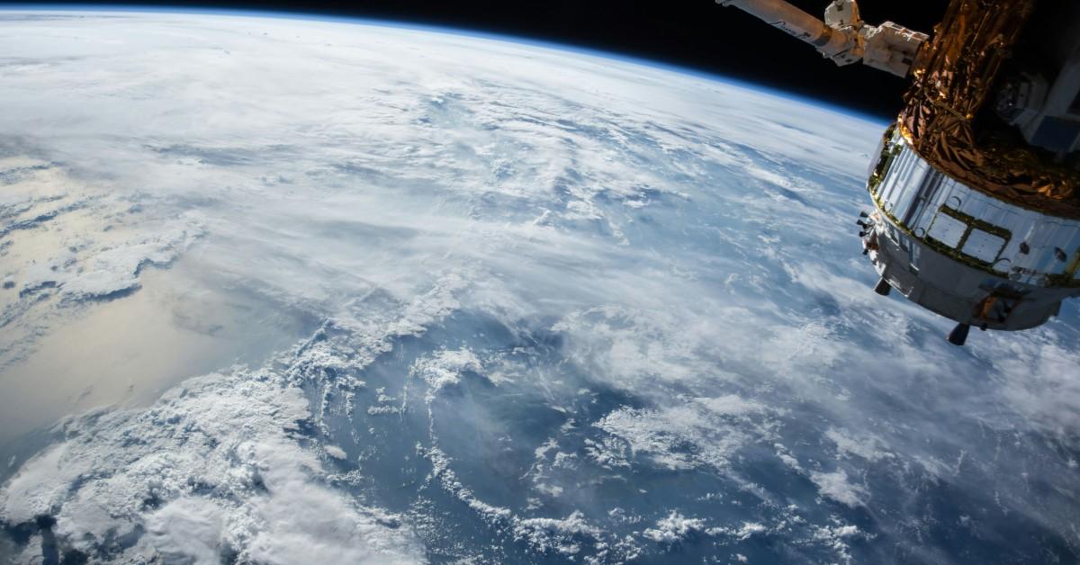A cloudy view of Earth from outer space 
