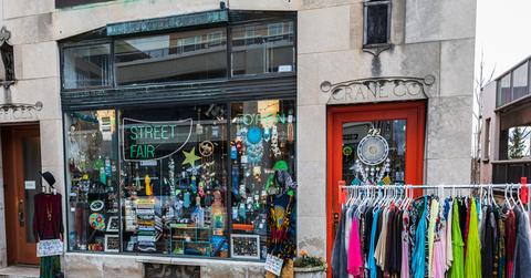Asheville storefront street fair.