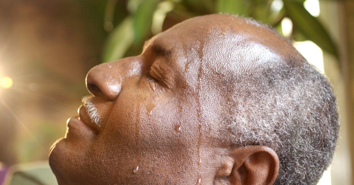 Man sweating indoors