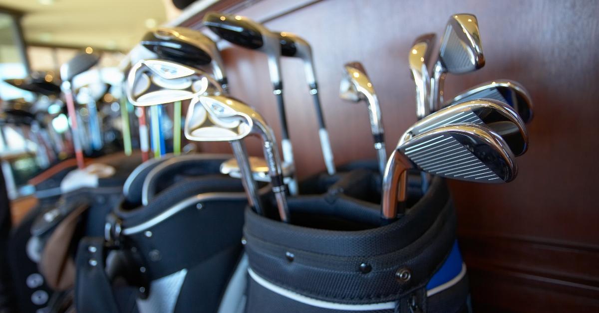 Golf clubs in a shop. 