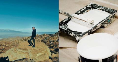 (L) A man standing over a rock on an iceless mountain peak. (R) White paint ready to be used. (Representative Cover Image Source: Pexels | (L) Pexels | Muhammad Jamal Nadeem, (R) Pixabay | Bidvine)