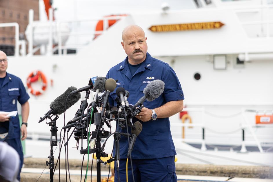 Photos from the U.S. Coast Guard media briefing on Thursday. 