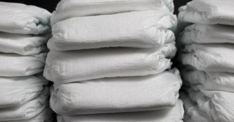 Stock photo of a stack of diapers.