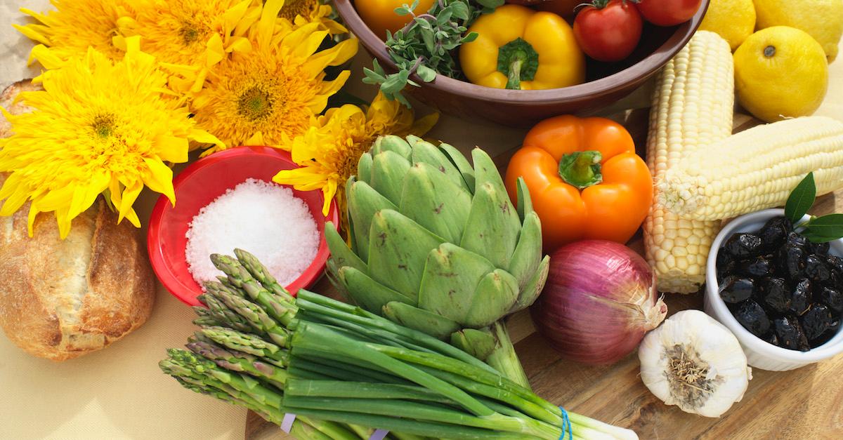 An assortment of fruits and vegetables.