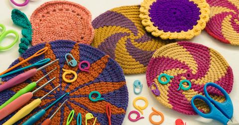 Colorful coasters in a variety of sizes, colors, and patterns.