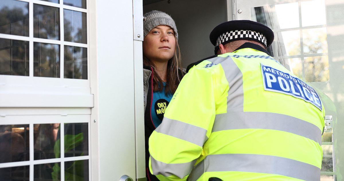 Greta Thunberg detained by policeman