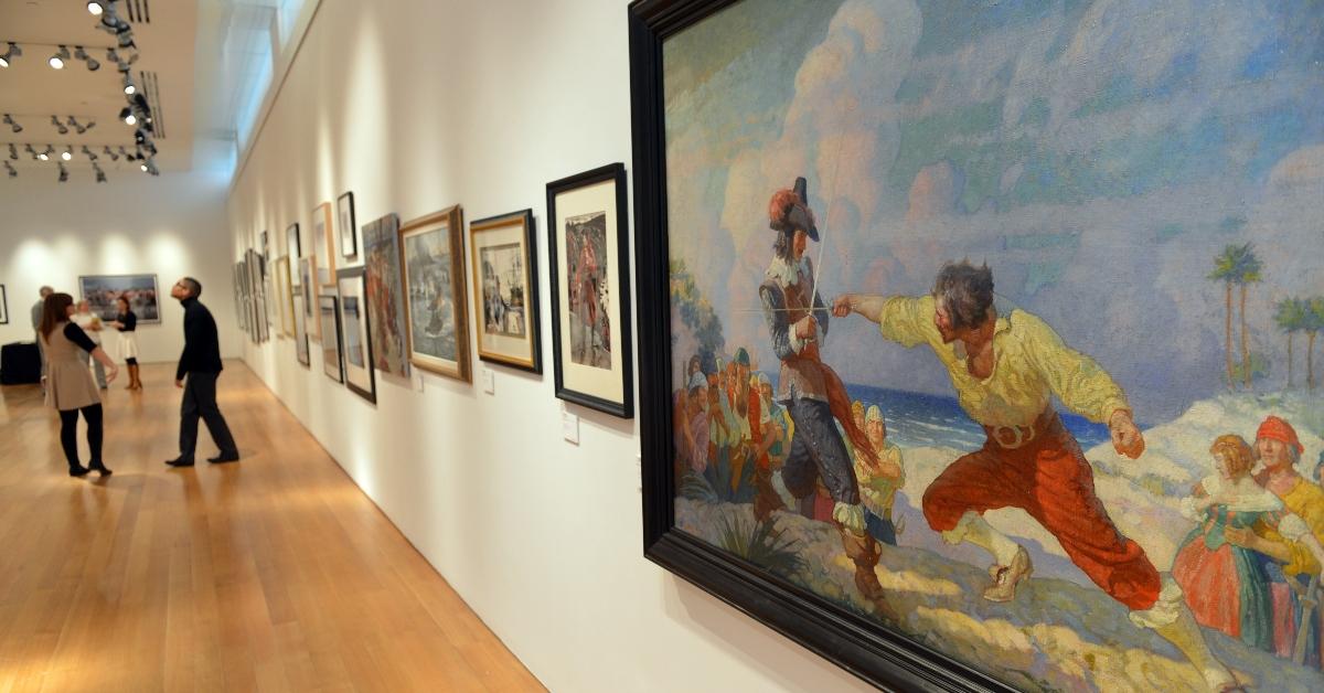 N.C. Wyeth painting hangs in an art gallery.