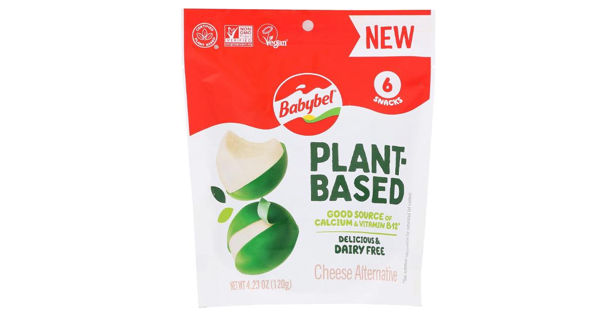 Babybel plant based cheese in a red and white bag