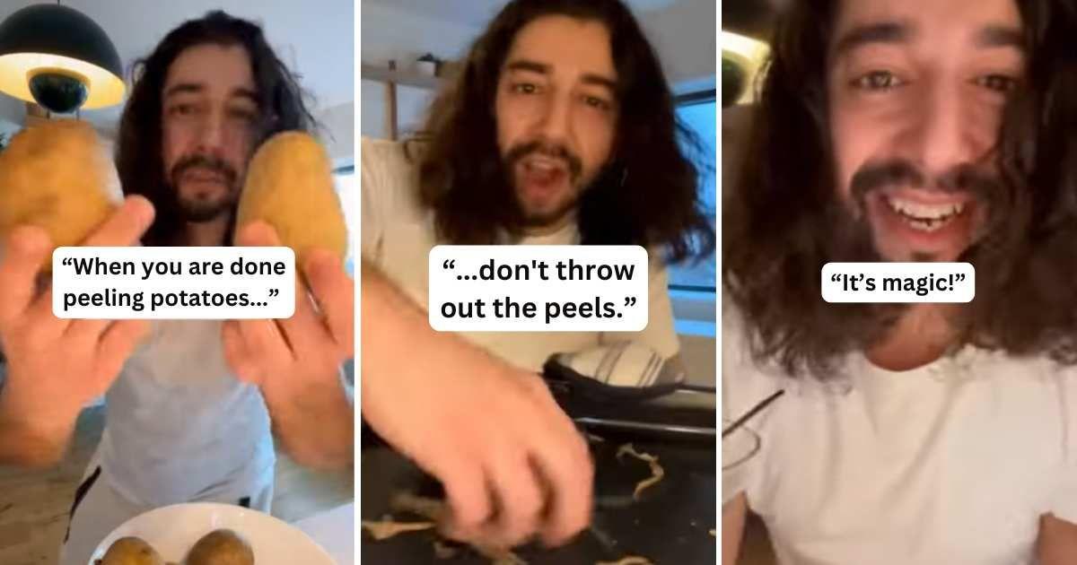 Man explains how to re-purpose potato peels as a plant fertilizer (Cover Image Source: YouTube | @creative_explained)